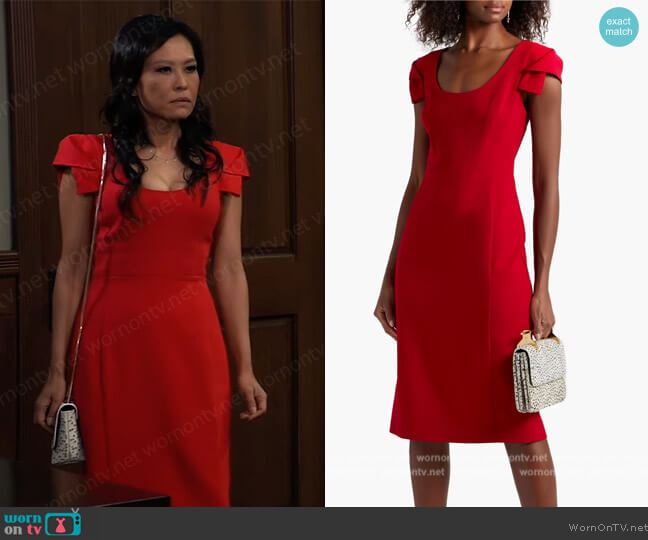 Amelie pleated cady dress by Black Halo worn by Lydia Look on General Hospital
