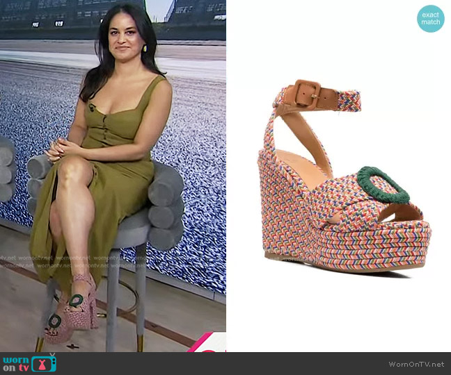 Castañer Interwoven-Design Wedge Sandals worn by Donna Farizan on Today