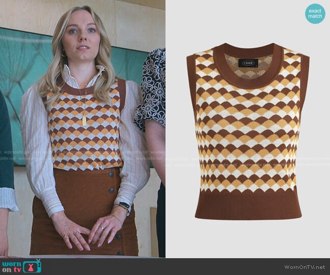 Cider Disco Diva Retro Patterned Vest  worn by Claire Badgley (Seri DeYoung) on Good Trouble