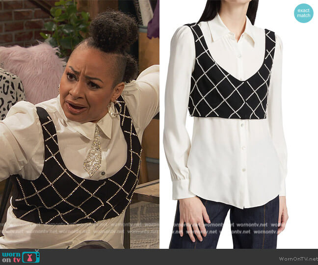 Cady Embellished Layered Top by Cinq a Sept worn by Raven Baxter (Raven-Symoné) on Ravens Home