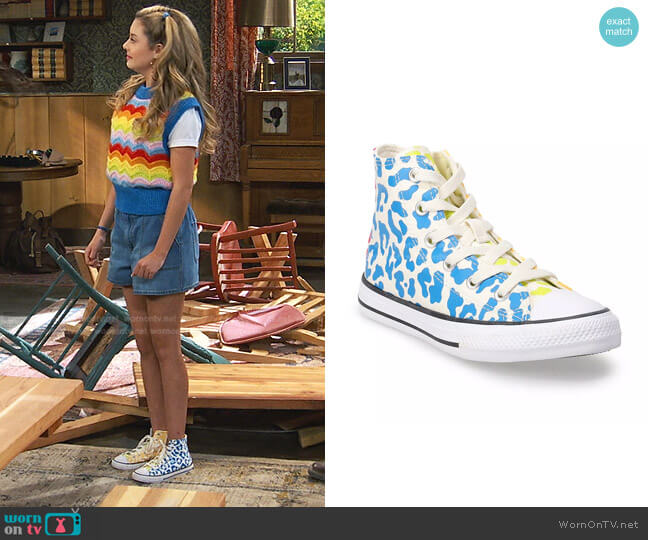 Leopard High Top Shoes by Converse worn by Destiny Baker (Mallory James Mahoney) on Bunkd