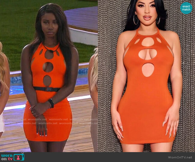 Murillo Twins X SHEIN  Cut Out Tie Backless Halter Bodycon Dress worn by Sereniti Springs on Love Island USA
