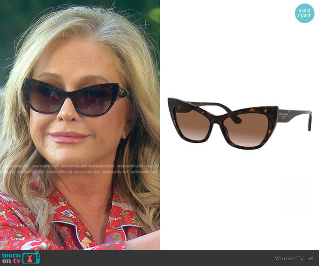 Dolce & Gabbana DG4370 Sunglasses in Havana Brown worn by Kathy Hilton on The Real Housewives of Beverly Hills