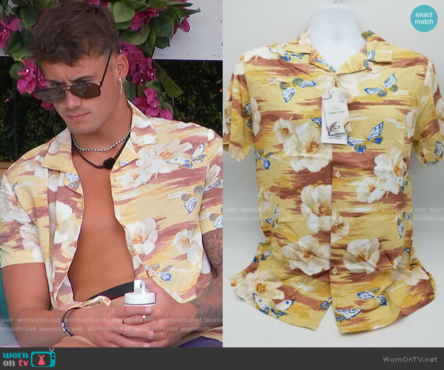 Denim and Flower Butterfly Print Shirt worn by Isaiah Campbell on Love Island USA