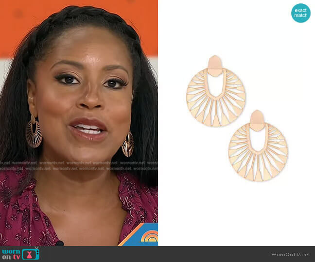 Kendra Scott Didi Sunburst Earrings in Rose Gold worn by Sheinelle Jones on Today