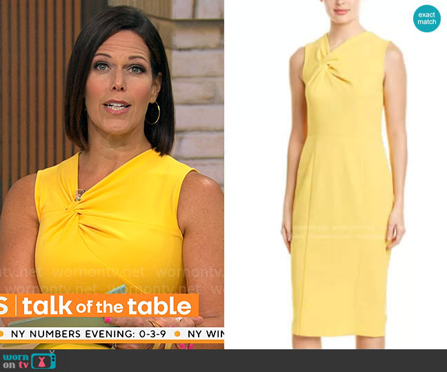Donna Morgan Sheath Dress in Mimosa Yellow worn by Dana Jacobson on CBS Mornings