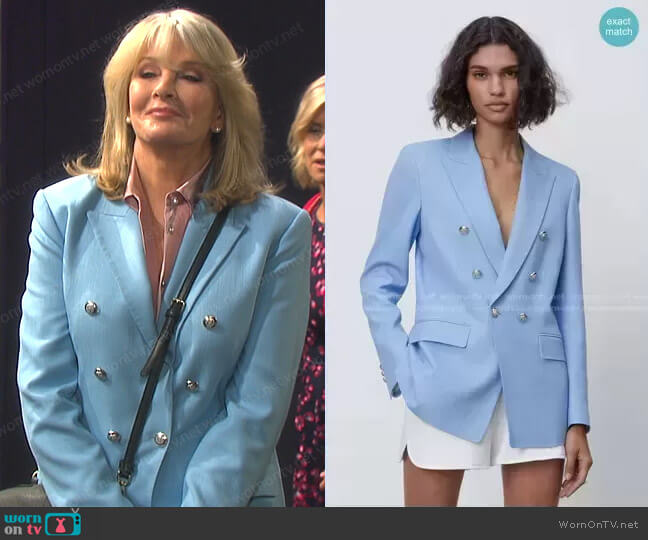Zara Double Breasted Buttoned Blazer worn by Marlena Evans (Deidre Hall) on Days of our Lives