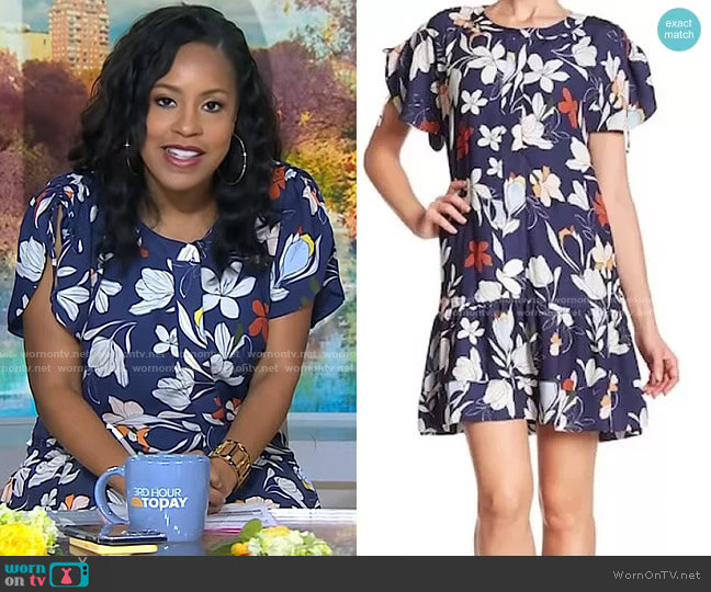 WornOnTV: Sheinelle’s blue floral mini dress on Today | Sheinelle Jones ...