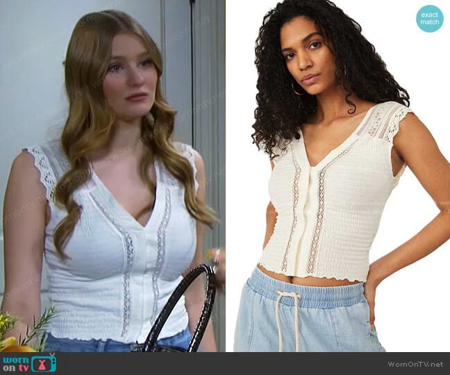 Free People On My Mind Top worn by Alice Caroline Horton (Lindsay Arnold) on Days of our Lives