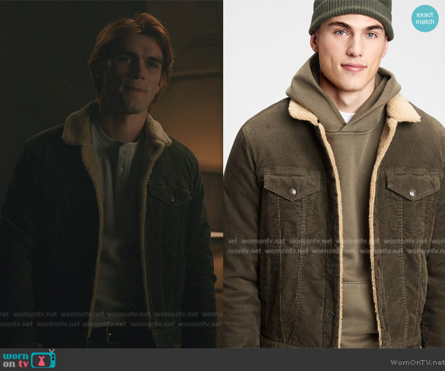 GAP Sherpa Jacket worn by Archie Andrews (K.J. Apa) on Riverdale