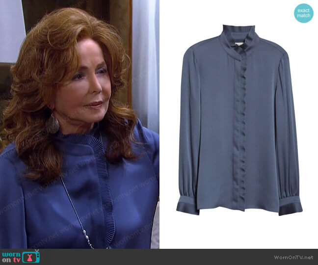 Lafayette 148 NY Gemma Blouse in Smoked Slate worn by Maggie Horton (Suzanne Rogers) on Days of our Lives