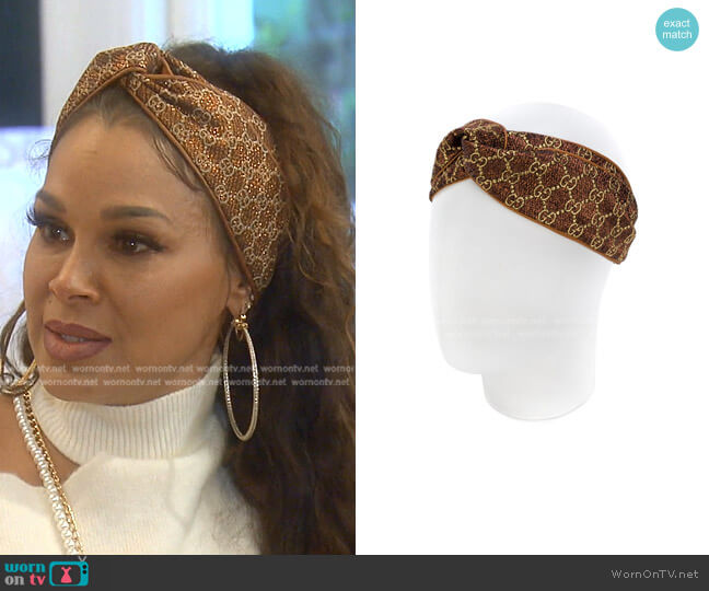 Gucci Gg Supreme Metallic Headband worn by Sheree Zampino on The Real Housewives of Beverly Hills