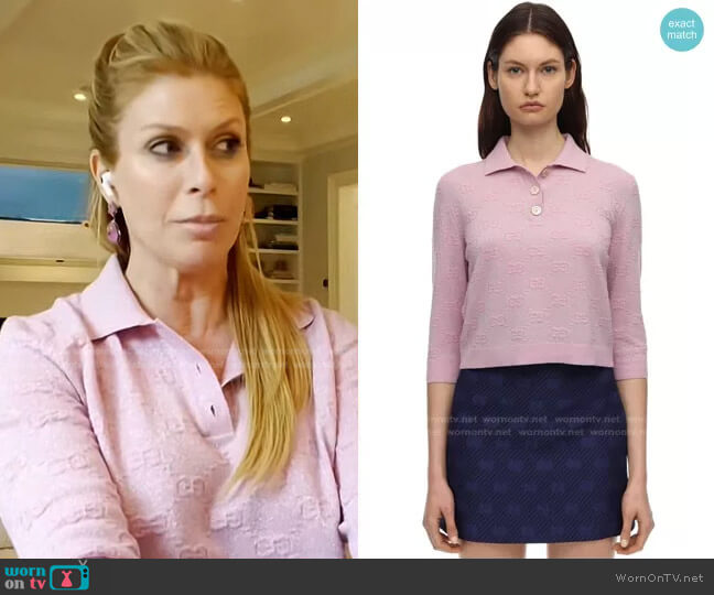Gg Wool Knit Lurex Polo Top by Gucci worn by Jill Martin on Today