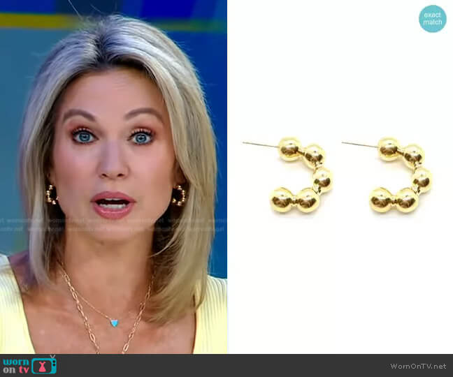 Gold Bola Hoops by Accessory Concierge worn by Amy Robach on Good Morning America