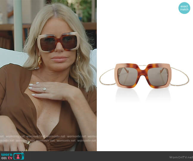 Gucci Chain-trimmed square sunglasses worn by Caroline Stanbury (Caroline Stanbury) on The Real Housewives of Dubai