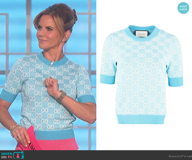Gucci GG Jacquard Motif Knitted Top worn by Natalie Morales on The Talk