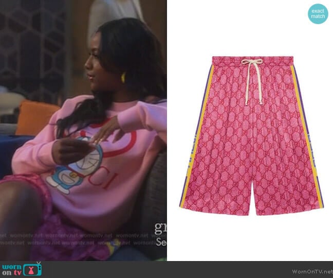 Gucci GG technical jersey shorts worn by Justine Skye on Grown-ish