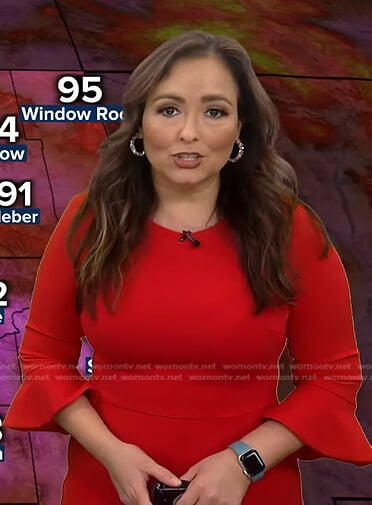 Iris Hermosillo’s red ruffle sleeve dress on Good Morning America