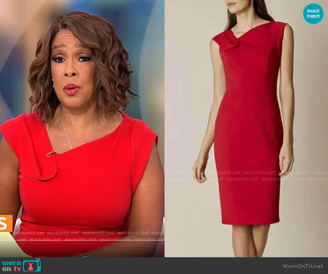 Karen Millen Fold-Detail Pencil Dress worn by Gayle King on CBS Mornings
