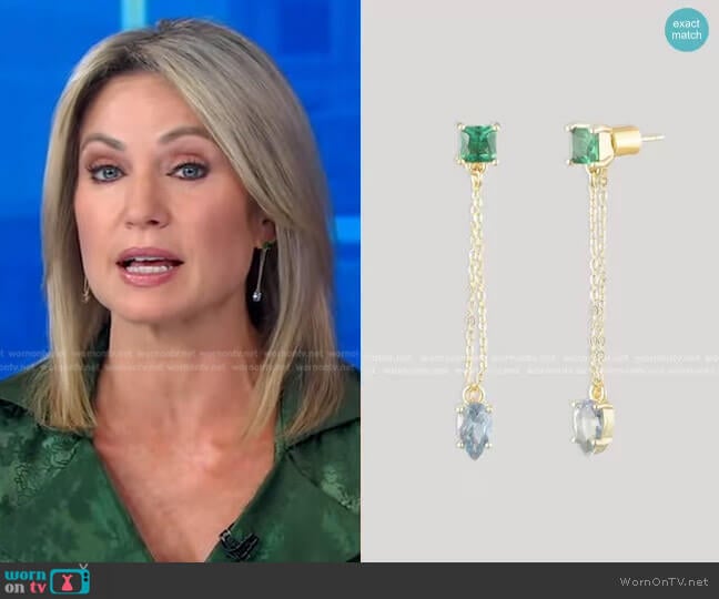 Kathryn Front to Back Earrings by Bonheur Jewelry worn by Amy Robach on Good Morning America