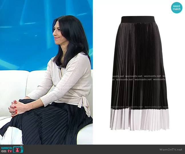 Katz Sunburst Pleat Midi Skirt by Alice + Olivia worn by Dr. Natalie Azar on Today