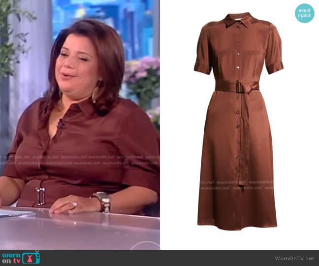 Pax Belted Stretch Silk Georgette Shirtdress by Lafayette 148 New York worn by Ana Navarro on The View