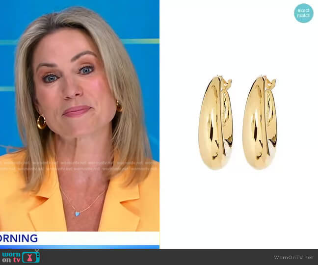 Large Puffy Hoops by Bonheur Jewelry worn by Amy Robach on Good Morning America