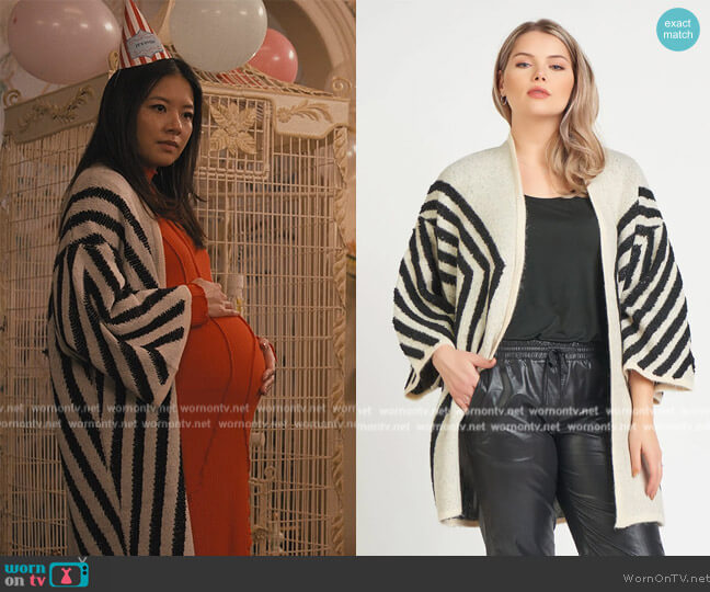Kimono Sleeve Cardigan Sweater by Dex worn by Christine Ko  on Only Murders in the Building