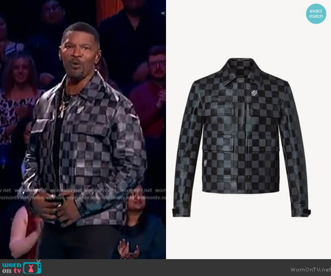 Checkerboard Jacket by Louis Vuitton worn by Jamie Foxx on Beat Shazam