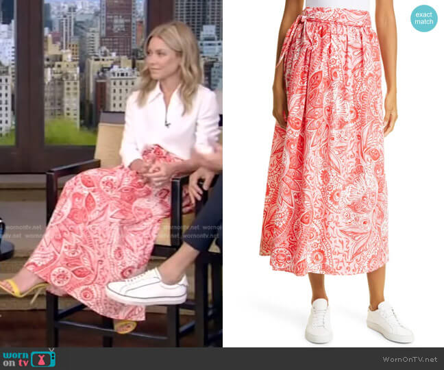 Katrine Paisley Organic Cotton Skirt by Mara Hoffman worn by Kelly Ripa on Live with Kelly and Ryan