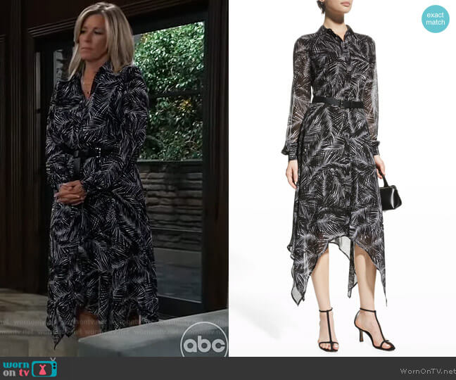 Michael Michael Kors Abstract-print Belted Shirt Dress worn by Carly Corinthos (Laura Wright) on General Hospital