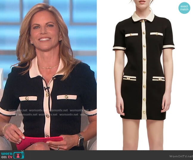 WornOnTV: Natalie’s black contrast tweed dress on The Talk | Natalie ...