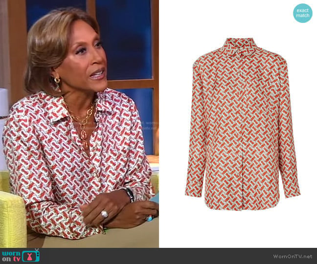 WornOnTV: Robin’s orange and white print blouse on Good Morning America ...