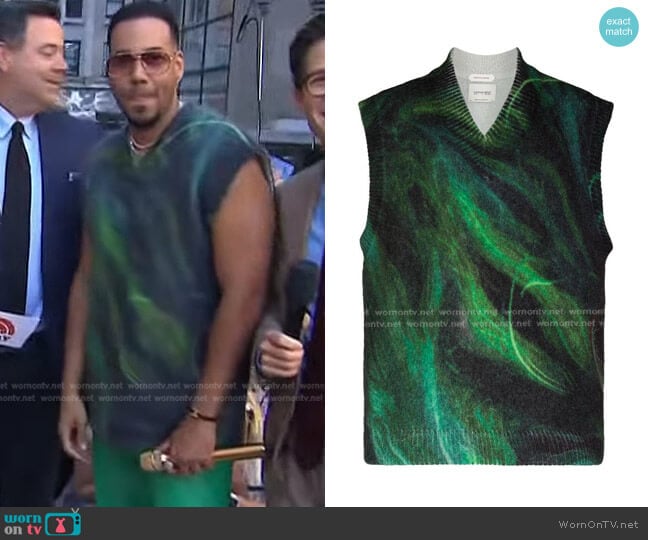 WornOnTV: Romeo Santos's green print vest on Today | Clothes and Wardrobe  from TV