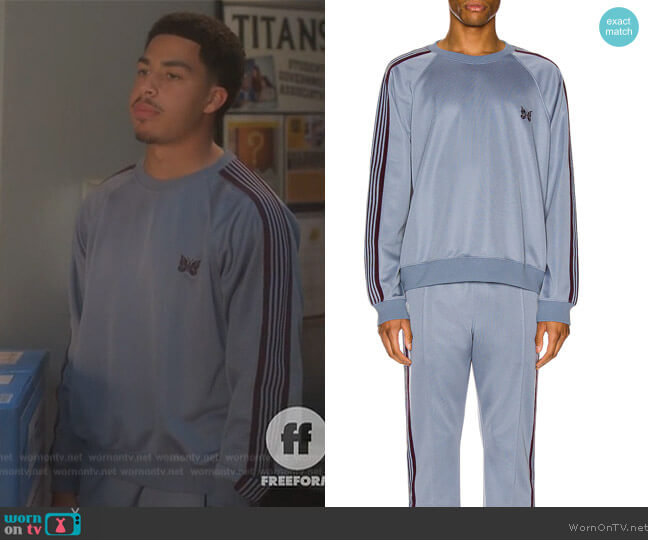 Needles Track Crew Neck Shirt and Pants worn by Marcus Scribner on Grown-ish
