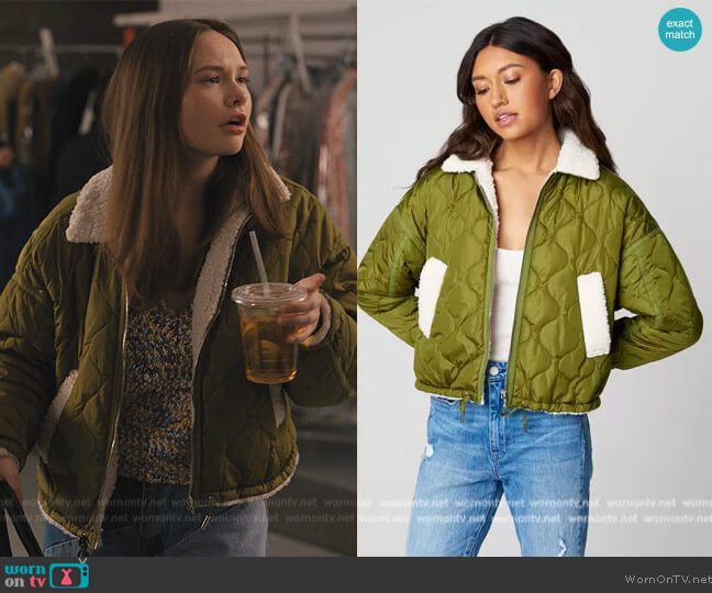 Blank NYC Nylon Cropped Quilted Faux Sherpa Jacket worn by Lucy (Zoe Margaret Colletti) on Only Murders in the Building