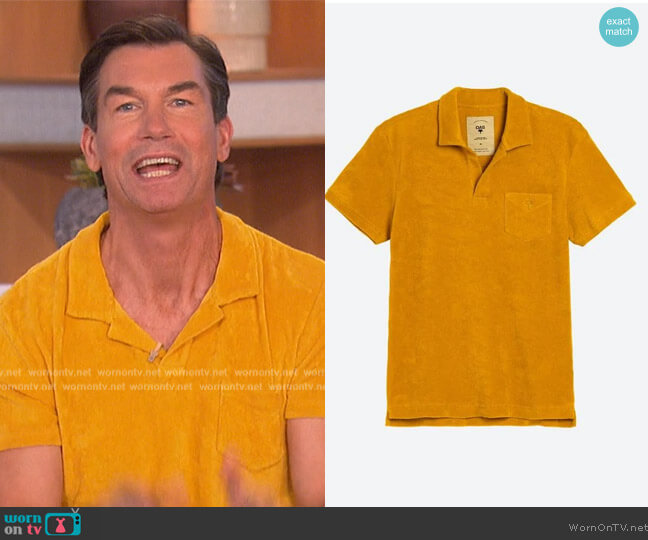 Mustard Polo Terry Shirt by OAS worn by Jerry O'Connell on The Talk