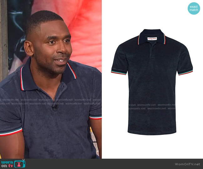 Happy Stripe Jarrett Terry Polo Shirt by Orlebar Brown worn by Justin Sylvester on E! News
