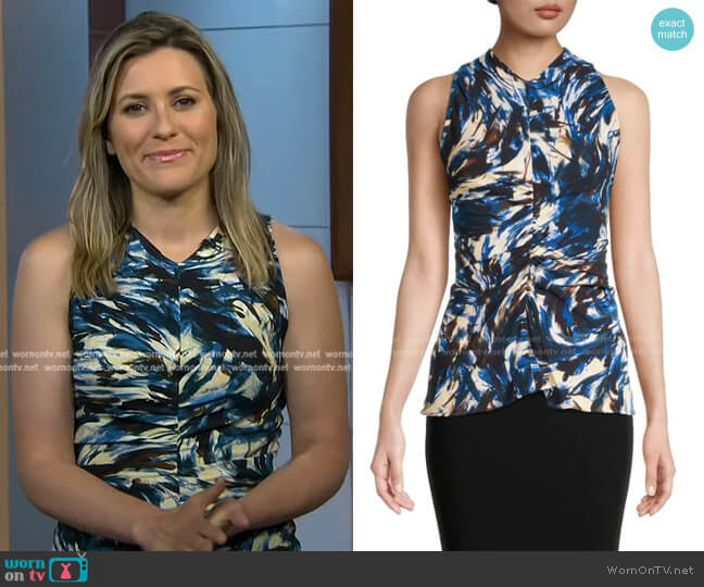 Proenza Schouler Cady Printed Ruched-Front Top worn by Erin McLaughlin on Today