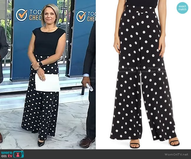 Polka Dot Wide Leg Crepe Pants by Eliza J worn by Dylan Dreyer on Today