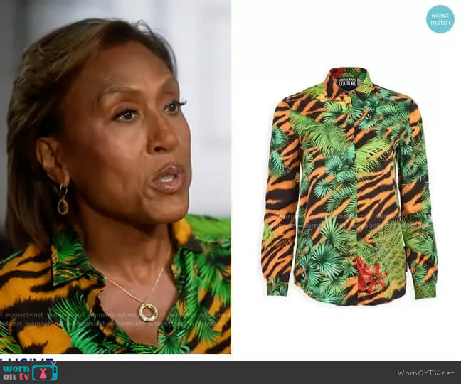  Printed Button Down Shirt by Versace Jeans Couture worn by Robin Roberts on Good Morning America