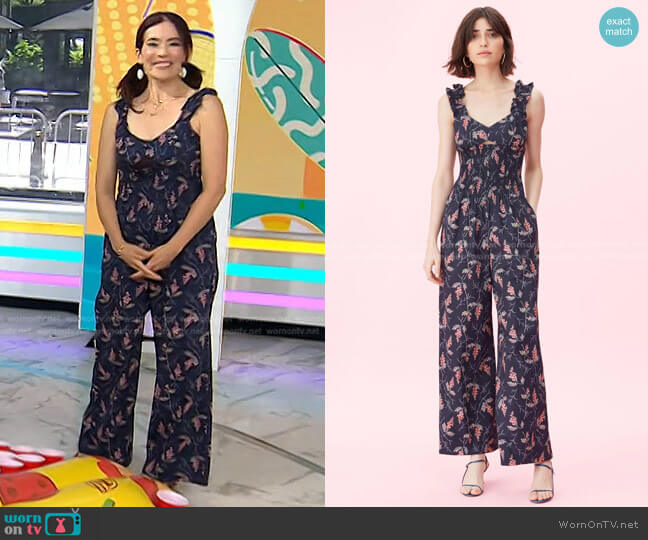 prig Floral Print Poplin Jumpsuit by Rebecca Taylor worn by Amy E. Goodman on Today