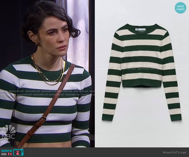 Zara Rib Knit Sweater worn by Sarah Horton (Linsey Godfrey) on Days of our Lives