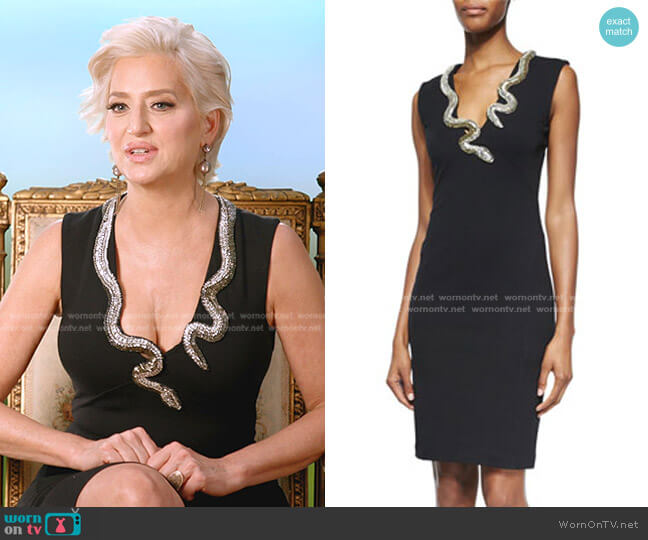 Crystal Snake-Embellished Sheath Dress by Roberto Cavalli worn by Dorinda Medley on The Real Housewives Ultimate Girls Trip