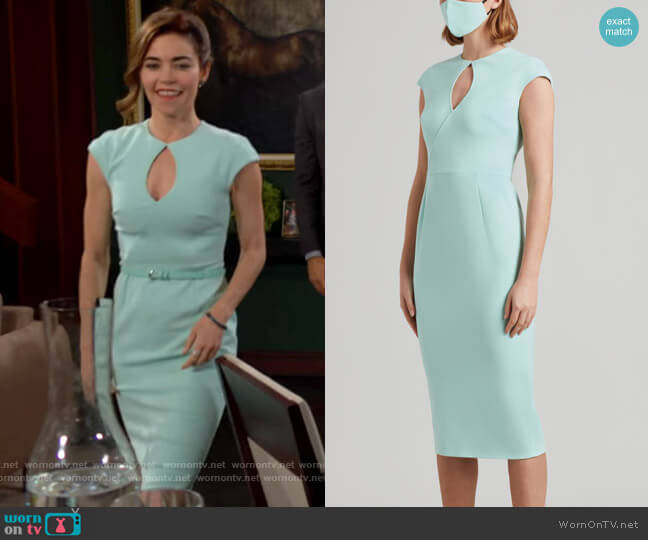 Roland Mouret Chriswell Dress in Pastel Green worn by Victoria Newman (Amelia Heinle) on The Young and the Restless