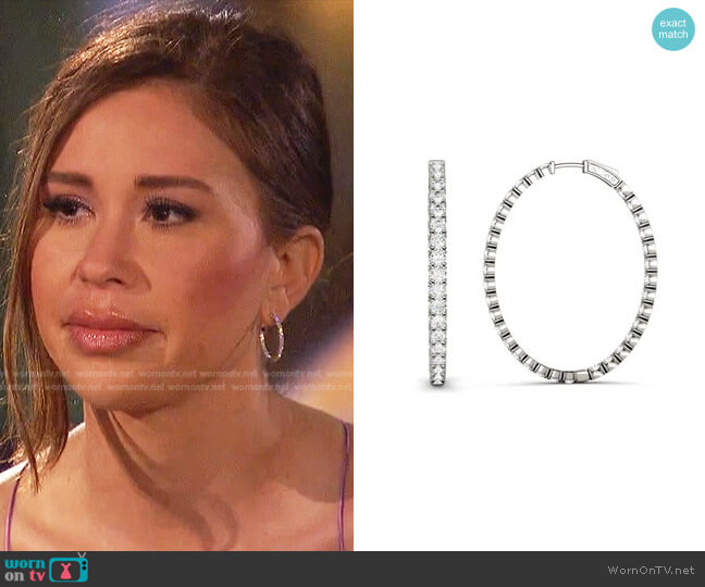 Charles & Colvard 2.20 CTW DEW Round Forever One Moissanite Oval Hoop Earrings worn by Gabriela Windey on The Bachelorette