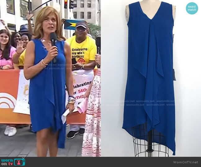 Adrianna Papell Ruffle Front Crepe High/Low Dress worn by Hoda Kotb on Today