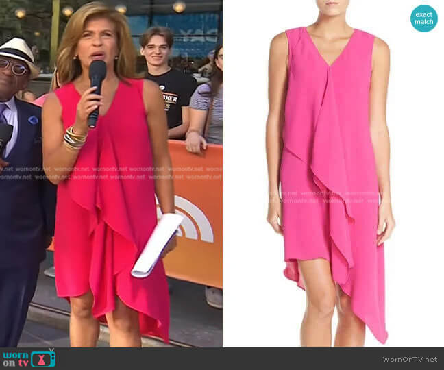Ruffle Front Crepe High/Low Dress by Adrianna Papell worn by Hoda Kotb on Today