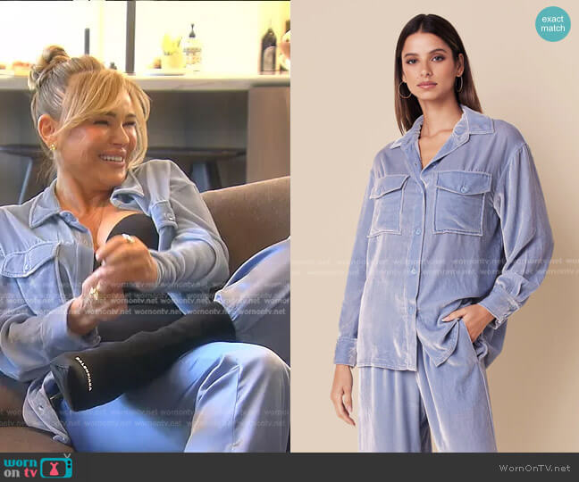 Aitana Velvet Shirt by Sablyn worn by Diana Jenkins on The Real Housewives of Beverly Hills