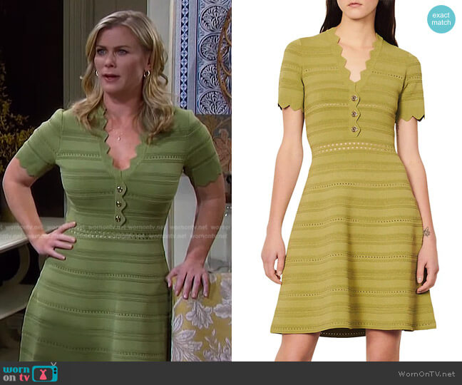Fabienne Knit Fit-&-Flare Dress by Sandro worn by Sami Brady (Alison Sweeney) on Days of our Lives